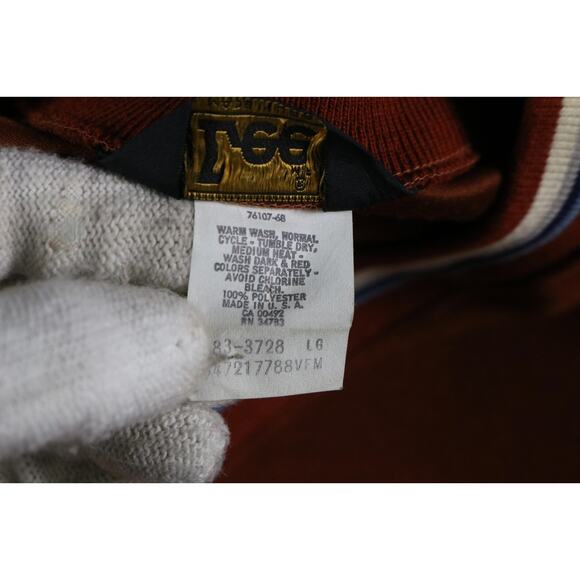 Vintage Lee V Neck Sweater Mens Large Brown Multicolor Velour USA 80s 90s - Picture 4 of 6